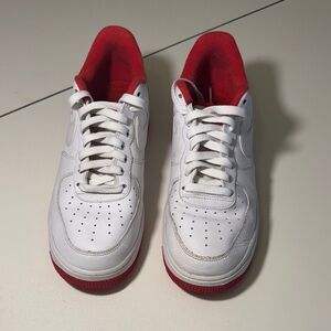 White and Red Men's Nike Air Force 1 Sneakers